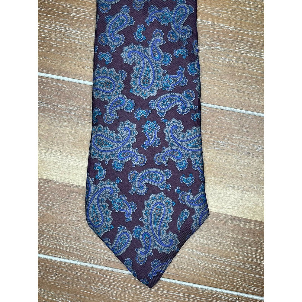 Kenneth Stevens Burgandy  Paisley Silk Tie